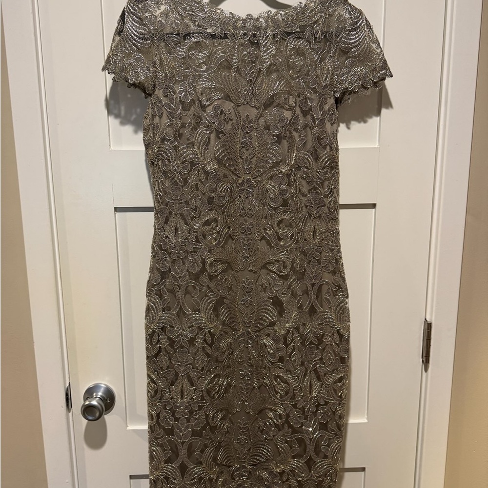 Tadashi Shoji Metallic Lace Midi Dress